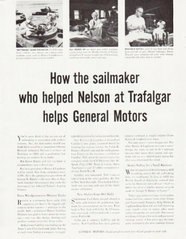 1957 General Motors Ad "sailmaker"
