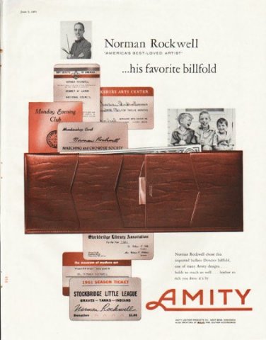 1961 Amity Leather Products Ad "his favorite billfold"