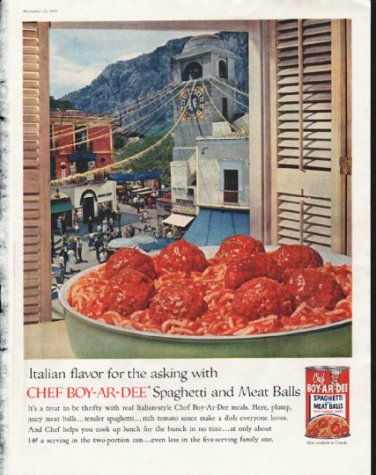 1958 Chef-Boy-Ar-Dee Ad "Italian flavor"