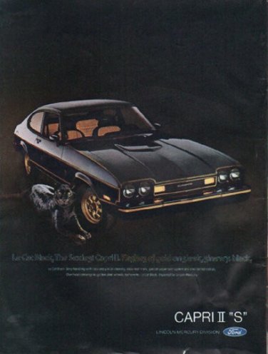 1976 Ford Capri Ad "Le Cat Black" ~ (model year 1976)