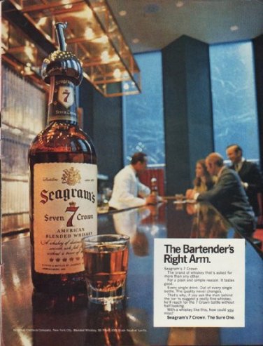 1968 Seagram's Ad "The Bartender's Right Arm."