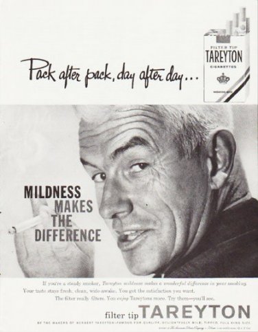 1957 Tareyton Cigarettes Ad "Pack after pack"