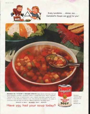 1958 Campbell's Soup Ad "Every lunchtime"