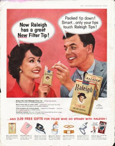1958 Raleigh Cigarettes Ad "great New Filter Tip"