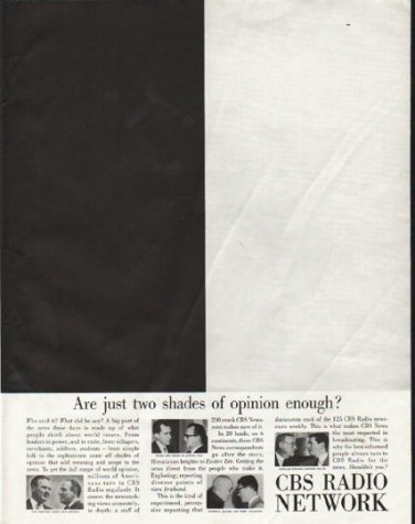 1958 CBS Radio Network Ad "two shades of opinion"