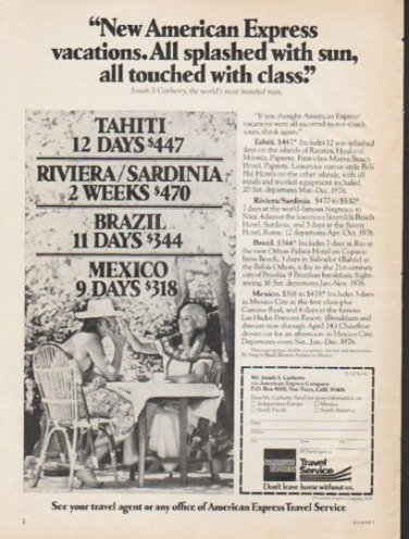 1976 American Express Ad "All splashed with sun"