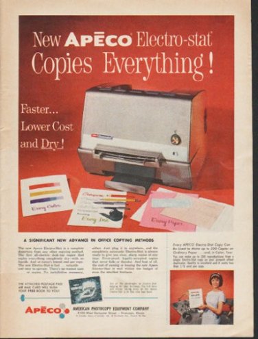 1962 Apeco Ad "Copies Everything"