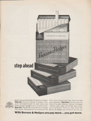 1962 Benson & Hedges Cigarettes Ad "step ahead"