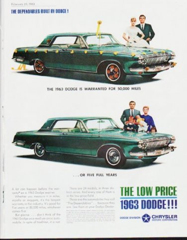 1963 Dodge  Ad "five full years" ... (model year 1963)