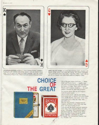 1958 Bicycle Playing Cards Ad "Choice"