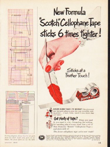 1953 Scotch Tape Ad "New Formula"