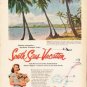 1953 Pan American Airline Ad "South Seas Vacation"