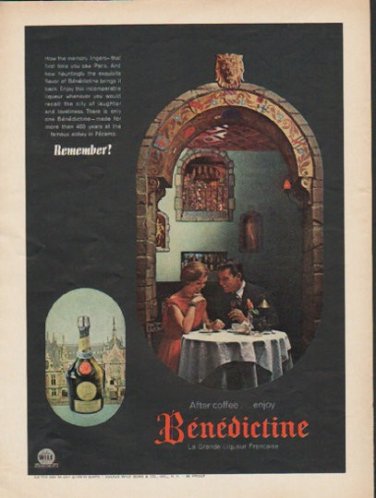 1962 Benedictine Liqueur Ad "After coffee"