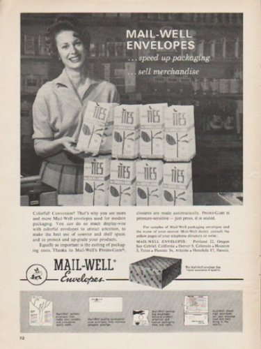 1962 Mail-Well Envelopes Ad "speed up packaging"