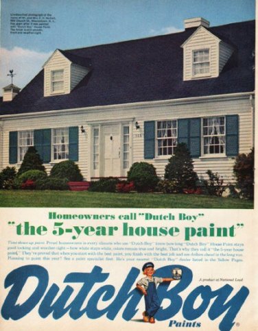 1961 Dutch Boy Ad "the 5-year house paint"