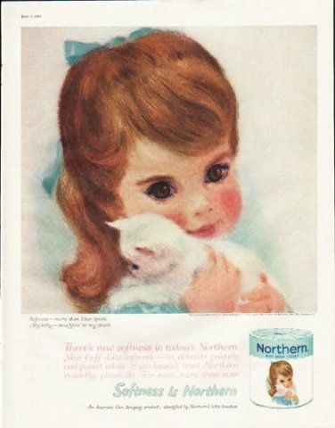 1961 Northern Tissue Ad "There's new softness"