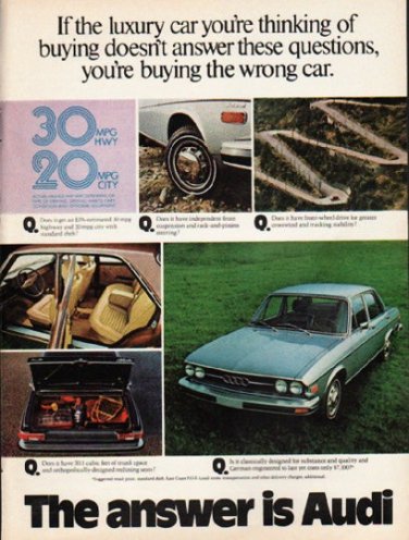1976 Audi Ad "the luxury car" ~ (model year 1976)