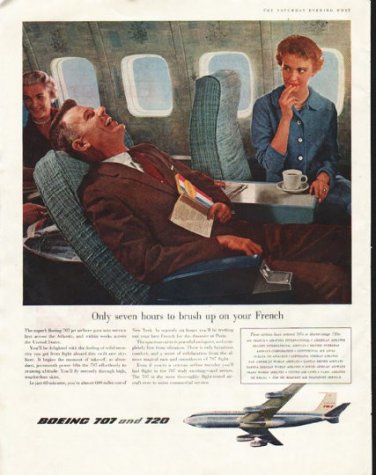1958 Boeing Ad "Only seven hours"
