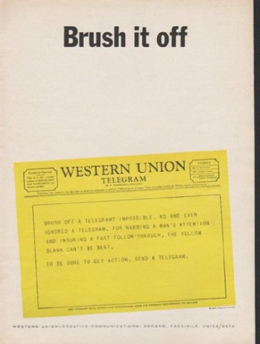 1962 Western Union Ad "Brush it off"