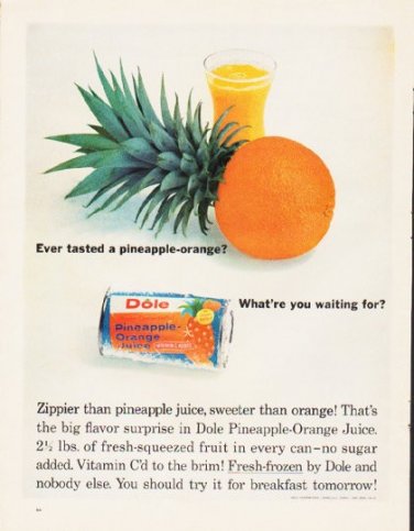 1964 Dole Ad "pineapple-orange"