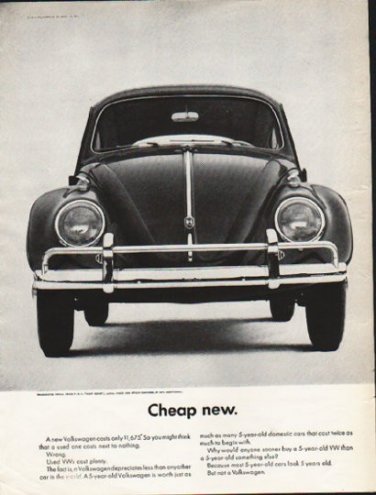 1963 Volkswagen Ad "Cheap new" ~ (model year 1963)