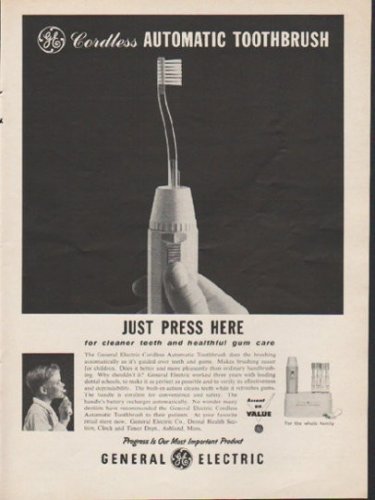 1962 General Electric Ad "Just Press Here"