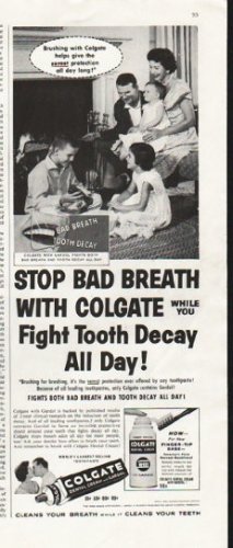 1958 Colgate Ad "Stop Bad Breath"