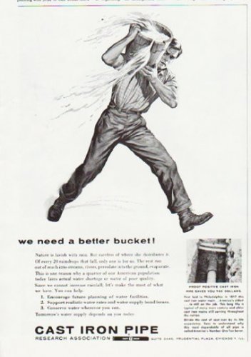 1957 Cast Iron Pipe Ad "a better bucket"
