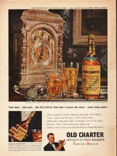1962 Old Charter Bourbon Ad "Tick-tock"