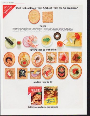 1963 Nabisco Ad "Bacon Thins & Wheat Thins"