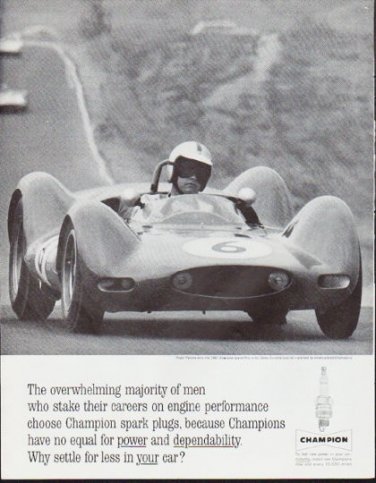 1963 Champion Spark Plug Ad "Roger Penske"