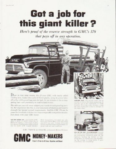 1957 GMC Trucks Ad "giant killer" ... (model year 1957)