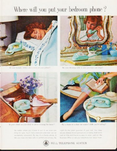 1963 Bell Telephone System Ad "bedroom phone"