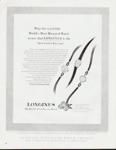 1964 Longines Watch Ad "Why the royal title"
