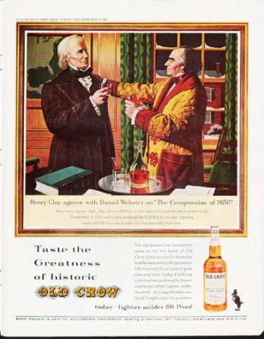 1963 Old Crow Bourbon Whiskey Ad "Henry Clay"