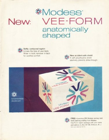 1961 Modess Ad "anatomically shaped"