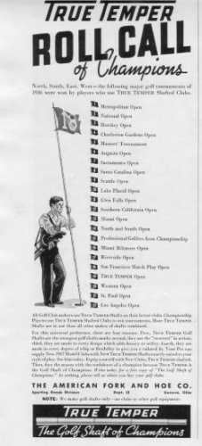 1937 True Temper Ad "Roll Call Of Champions"