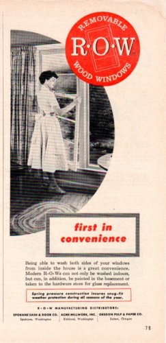 1953 R*O*W Windows Ad "First In Convenience"