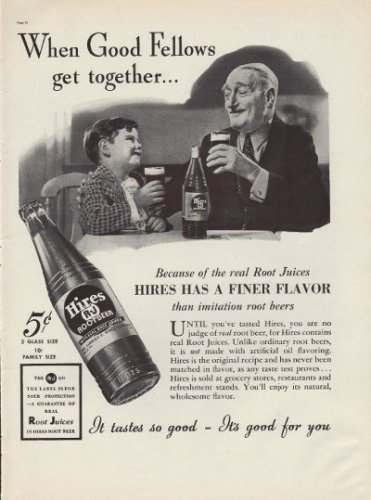 1937 Hires Root Beer Ad "Good Fellows"