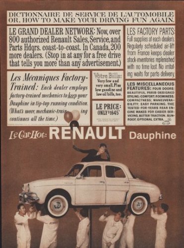 1960 Renault Dauphine Ad "Driving Fun Again"
