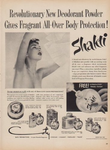1950 Shakti Ad "New Deodorant Powder"