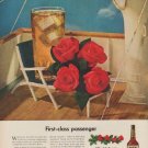 1949 Four Roses Whiskey Ad "First-class passenger"