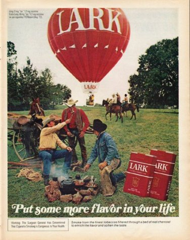 1972 Lark Cigarettes Ad "more flavor"