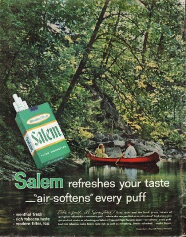 1961 Salem Cigarettes Ad "air-softens"