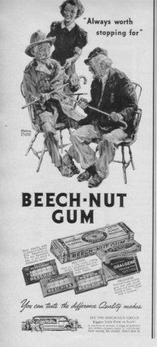 1937 Beech-Nut Gum Ad "Worth Stopping For"