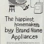 1961 Brand Name Appliances Ad "happiest homemakers"