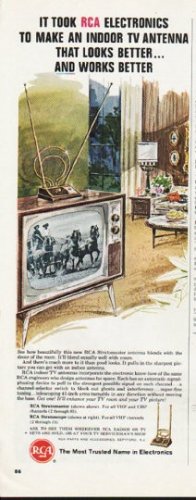 1965 RCA Electronics Ad "Indoor TV Antenna"