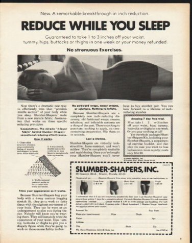 1972 Slumber-Shapers Ad "Reduce While You Sleep"