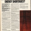 1972 The Oil Companies Of America Ad "Energy Shortages"