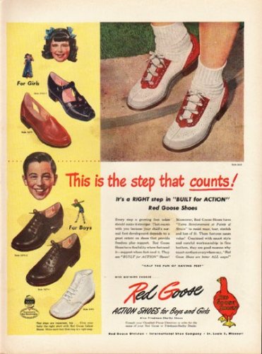 1948 Red Goose Shoes Ad "This is the step"